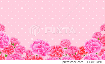Carnation and heart frame background Mother's Day 16:9 113059891