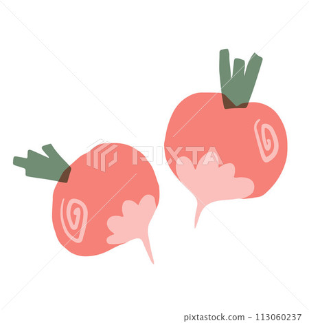 Radish isolated on a white horse, root vegetable in collage style Radish isolated on a white horse, root vegetable in collage style 113060237