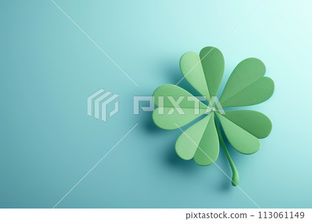A green clover leaf with a white frosting on it with Generative AI 113061149