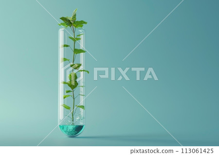 A glass tube with a leaf inside of it with Generative AI 113061425