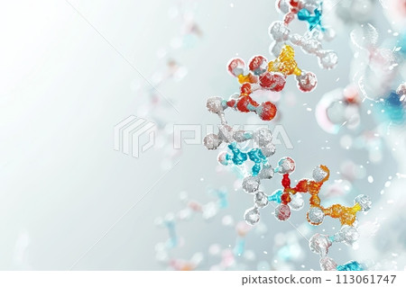 A colorful, twisted, and tangled molecule is suspended in the air with Generative AI A colorful, twisted, and tangled molecule is suspended in the air with Generative AI 113061747