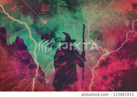 The wizard and the spooky landscape 113061913