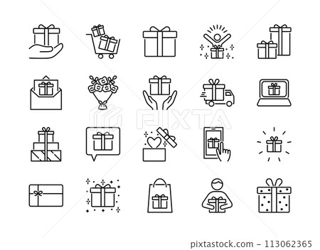 Gift line icon set 113062365