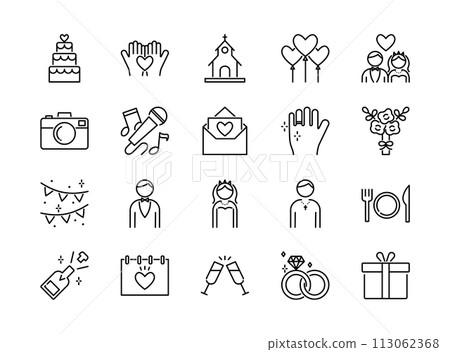 Wedding line icon set 113062368