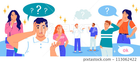 Flat people asking questions composition illustration 113062422