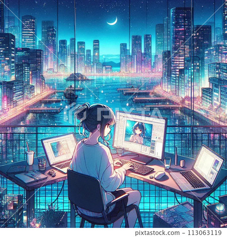 研究計算機的婦女 113063119