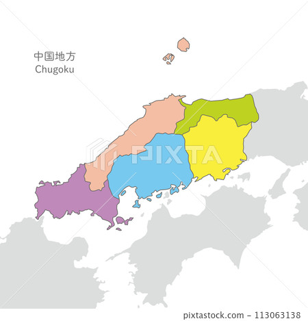 中國地區及中國地區各縣地圖，色彩鮮豔，明亮 113063138