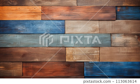 Wooden laminate mosaic horizontal background 113063614