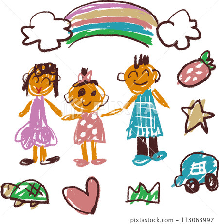 Cute kindergarten children hand-drawn illustration 113063997