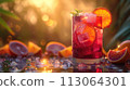 sangria cocktail in glass with ingredients 113064301