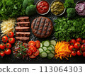 ingredients for cooking hamburger top view 113064303