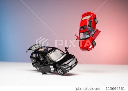 model toy cars accident on the road. 113064361