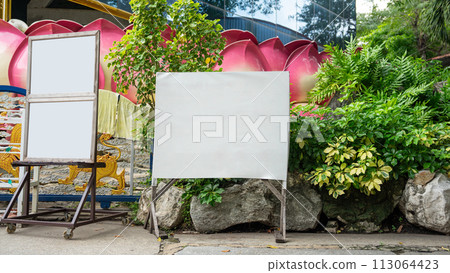 large blank billboard on a street wall large blank billboard on a street wall 113064423