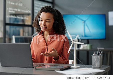 Communication in video chat in office Communication in video chat in office 113064604