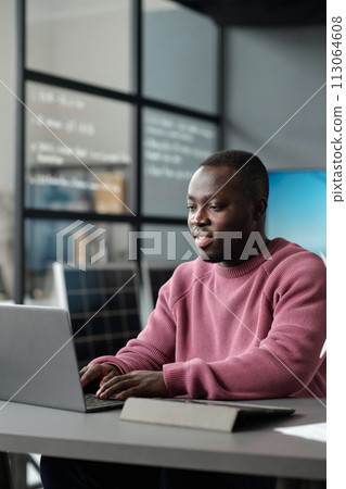 Young businessman networking by desk 113064608