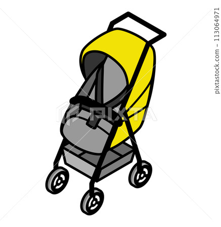 Stroller yellow - isometric with main line Stroller yellow - isometric with main line 113064971