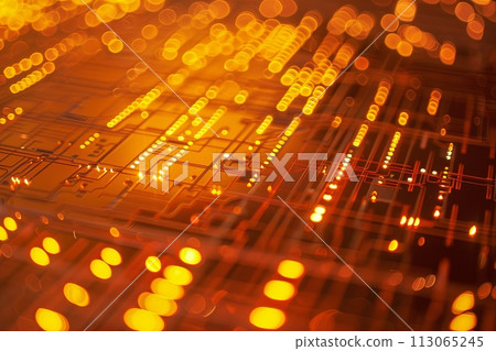 Close Up of Circuit Board With Many Lights 113065245