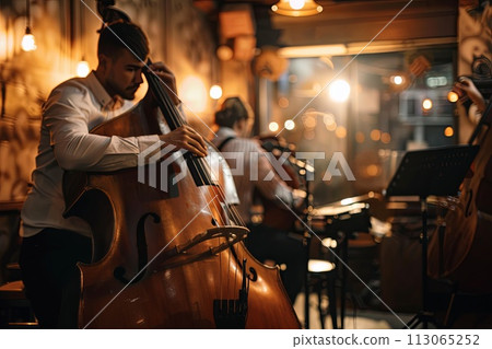 Man Playing Cello in Bar Man Playing Cello in Bar 113065252
