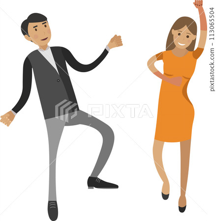 Wedding guests dancing vector icon isolated on white 113065504