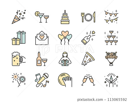 Party related icon set color Party related icon set color 113065592