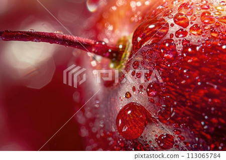 Macro photography unveils the vibrant allure of a cherry 113065784