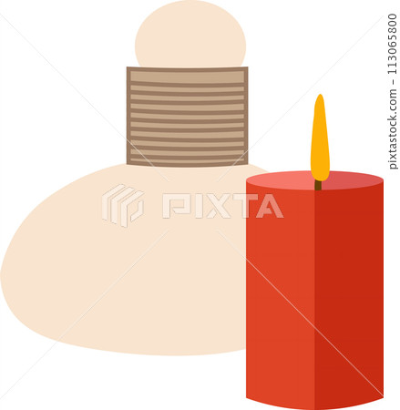 Spa smelly oil and candle vector icon isolated on white Spa smelly oil and candle vector icon isolated on white 113065800