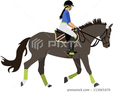 Horse rider jogging vector icon isolated on white 113065870