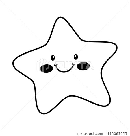 Cute smiling stars. Happy star cartoon character. Vector illustration 113065955