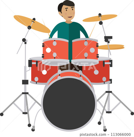 Drum player vector icon isolated on white 113066000