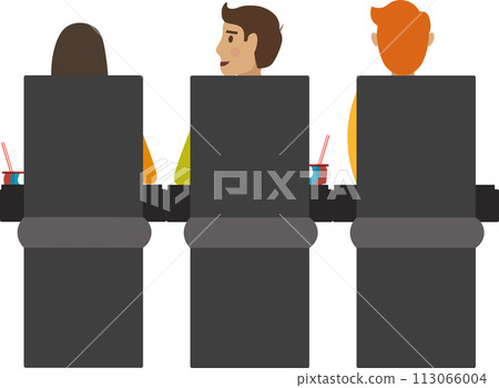 Spectators at seats back side view vector icon isolated on white 113066004