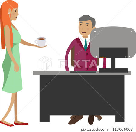 Boss and secretary vector icon isolated on white Boss and secretary vector icon isolated on white 113066008