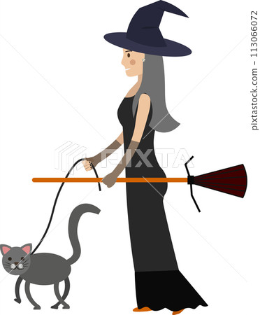 Woman wearing witch Halloween costume vector icon isolated on white Woman wearing witch Halloween costume vector icon isolated on white 113066072