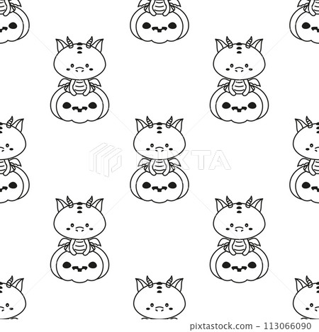 seamless pattern dragon and pumpkin 113066090