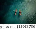Aerial view of kayaks 113066786