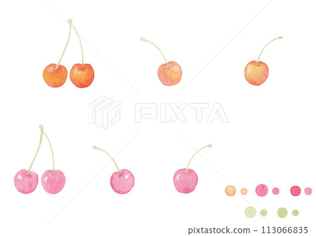 [Watercolor] Cherry illustration set 113066835