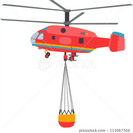 Firefighter rescue team helicopter vector icon isolated on white 113067308