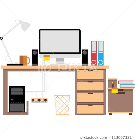 Place of work office table desk vector icon Place of work office table desk vector icon 113067321