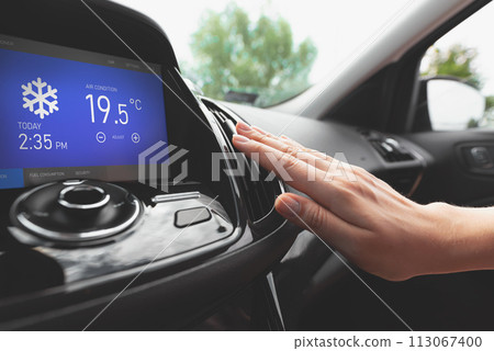 Air conditioning in the car. Cold air. Air conditioning in the car. Cold air. 113067400