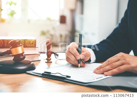 Notary public working in the office Notary public working in the office 113067413