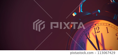 Five minutes to midnight on retro analog clock Five minutes to midnight on retro analog clock 113067429