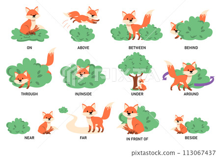 Learning English prepositions vector isolated Learning English prepositions vector isolated 113067437
