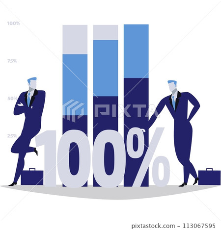 100 percent profit chart bar vector flat icon 113067595