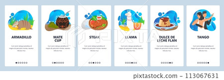 Argentina website and mobile app onboarding screens vector template 113067631