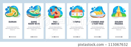 Thailand website and mobile app onboarding screens vector template Thailand website and mobile app onboarding screens vector template 113067632