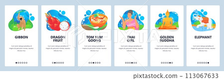 Thailand website and mobile app onboarding screens vector template Thailand website and mobile app onboarding screens vector template 113067633