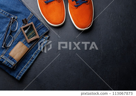 Men's Clothing on stone Background 113067873
