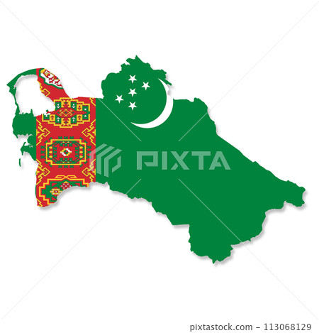Turkmenistan flag map with clipping 113068129