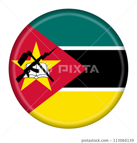 Mozambique flag button 3d illustration with clipping path Mozambique flag button 3d illustration with clipping path 113068139