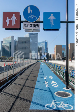 Bicycle lanes on sidewalks Bicycle lanes on sidewalks 113068206