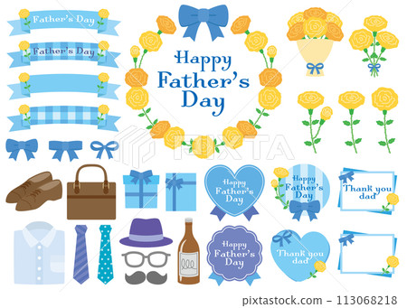 父親節玫瑰與絲帶插畫素材 113068218